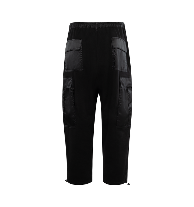 BLACK - JUNYA WATANABE Cotton Terrycloth x Nylon Twill Pants featuring belt loops, four-pocket styling, zip-fly, bellows pockets and pleats at the knees. 100% cotton. 100% nylon. Made in Japan. 