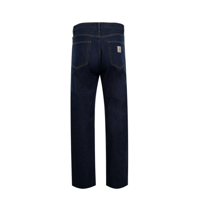 Image 2 of 3 - BLUE - Carhartt WIP Landon Pant made of Robertson denim, which is a heavyweight fabric that has been stone-washed for a softer feel. It is cut in a loose tapered fit with a regular waist, and a roomy upper leg which tapers below the knee. The five-pocket style is detailed with a Square Label on the rear. 100% Cotton 'Robertson' Denim, 12 oz.  