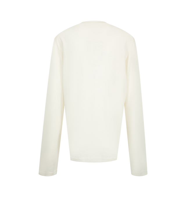 Image 2 of 2 - WHITE - Extreme Cashmere Women's Jones Long-Sleeve T-Shirt is crafted from a cotton-cashmere blend and features a classic crew neckline, long sleeves, and a straight fit. A long-sleeve interpretation of the brand's James T-shirt, this lightweight knit combines the breathability of cotton with the softness and warmth of cashmere for year-round wear. Main Material: 70% Cotton, 30% Cashmere. *This garment is one size and suits xs  l best. 