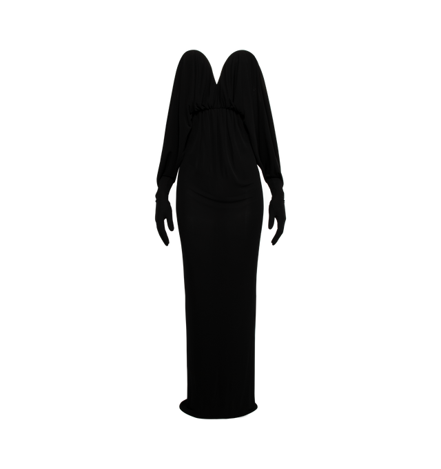 STRAPLESS DRAPED MAXI DRESS (WOMEN)