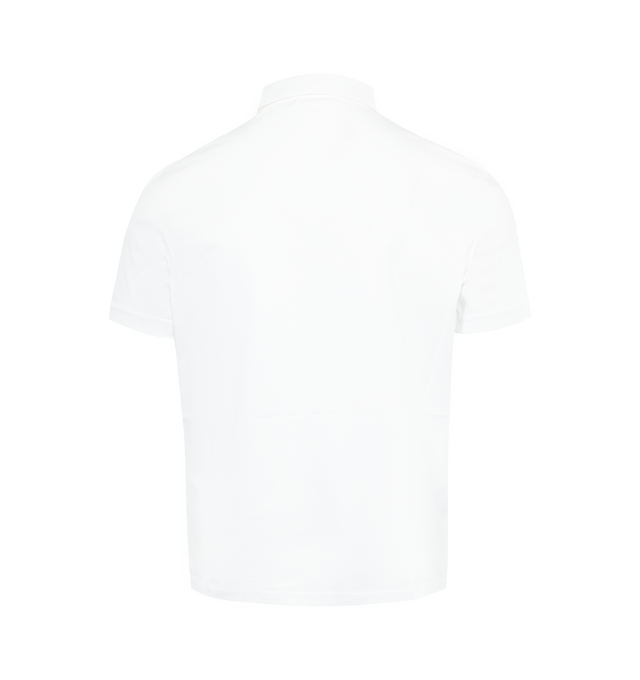 Image 2 of 2 - WHITE - MONCLER Polo Shirt featuring collar, mother-of-pearl button closure, short sleeves and synthetic material double logo. 100% cotton. 