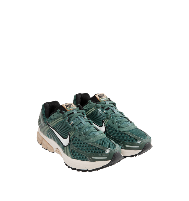 Image 2 of 5 - GREEN - Nike Zoom Vomero 5 Sneakers are a lace-up style with a low profile design, padded tongues and cuffs, signature branding, Zoom Air units for cushioning, rubber outsoles, and textured grip treads.  