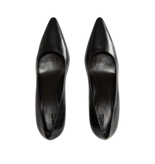 Image 4 of 4 - BLACK - The Row Women's Low-Heeled Shoes are crafted from soft lambskin leather and feature a refined pointed toe with a tapered wedge heel for a sleek, minimalist silhouette. Finished with a calfskin leather sole, these designer shoes combine understated elegance with The Row's signature craftsmanship for effortless everyday styling. Main Material: 100% Lambskin Leather. Sole: Calfskin Leather. Heel Height: 2 in. Made in Italy. 