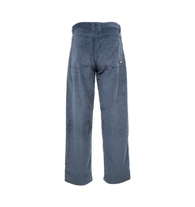 Image 2 of 4 - BLUE - NOAH Wide-Wale Corduroy Jeans featuring 5-pocket style with zip fly, metal shank closure, copper rivets, embroidered patch on back pocket, wide fit and relaxed fit. 100% cotton. Made in Portugal. 