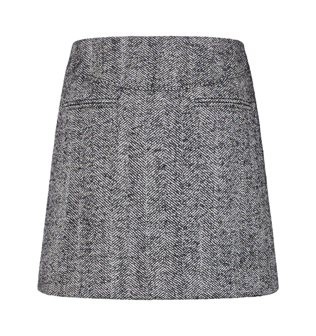 Image 2 of 4 - BLACK - Paco Rabanne Herringbone Flared Mini-Skirt has a concealed hook-and-eye front fastening, an exposed button fastening, and a flared hem. Lined. 92% wool, 8% polyamide.  