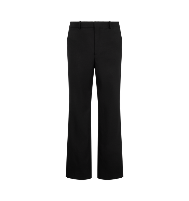 Image 1 of 3 - BLACK - Auralee Men's High-Density Wool Worsted Slacks are crafted from Super 130's wool woven at an exceptionally high density in a cashdos construction, with silk partially incorporated for subtle tonal contrast. A specialized finishing process enhances the fabric's firmness and structure. Cut in a regular fit with a straight leg and half lining. 100% Wool. 