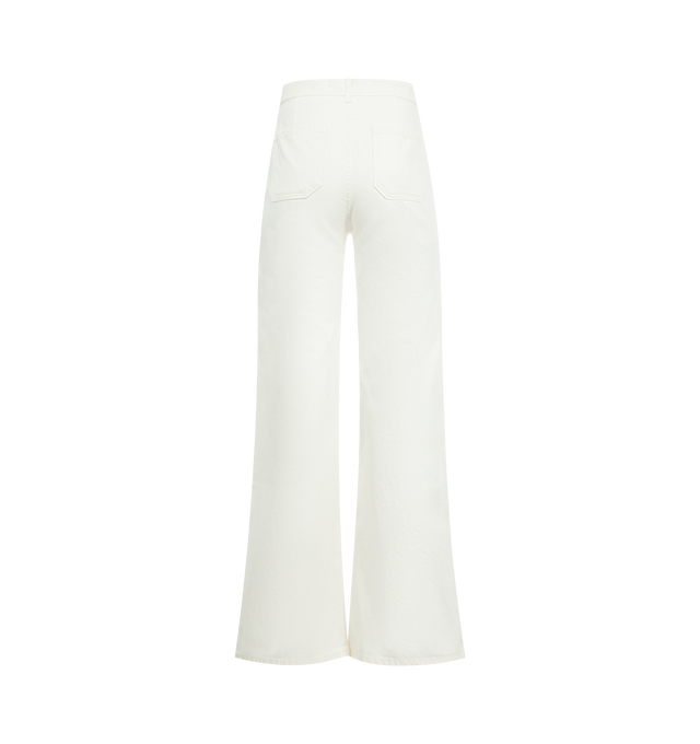 Image 2 of 3 - WHITE - NILI LOTAN Edira Jean featuring high-rise jean with flare leg in Japanese non-stretch denim, front shank pocket detail, back patch pockets with darting and belt loops at waistband. 100% cotton. Made in USA. 