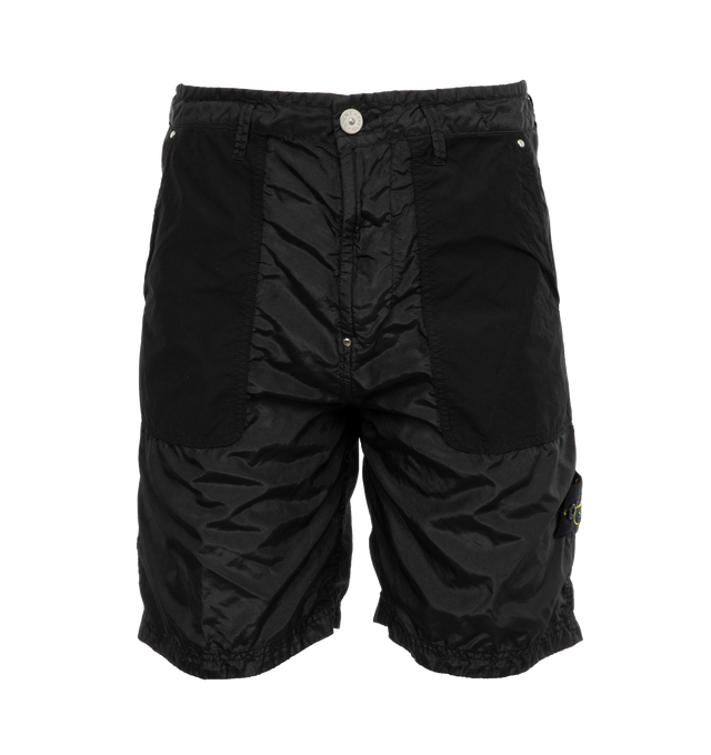 Image 1 of 4 - BLACK - STONE ISLAND Bermuda Comfort Shorts featuring zipper fly, button fastening, two front pockets and two back pocket. 