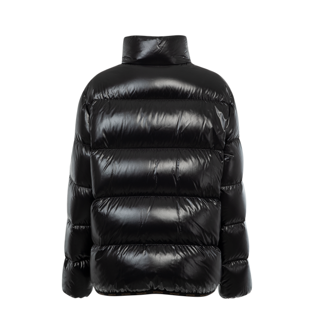 BLACK - MONCLER Abbadia Jacket featuring nylon laqu lining, down-filled, zipper closure, zipped pockets, elastic cuffs and logo trim. 100% polyamide/nylon. Padding: 90% down, 10% feather. 