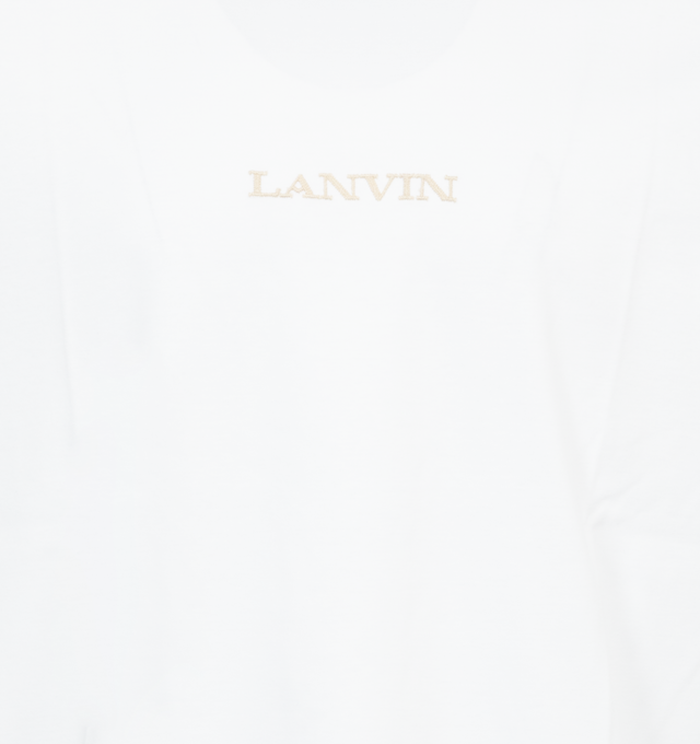 Image 2 of 2 - WHITE - LANVIN Embroidered Regular T-Shirt featuring logo embroidered on front, crew neck and shorts sleeves. 100% cotton.  