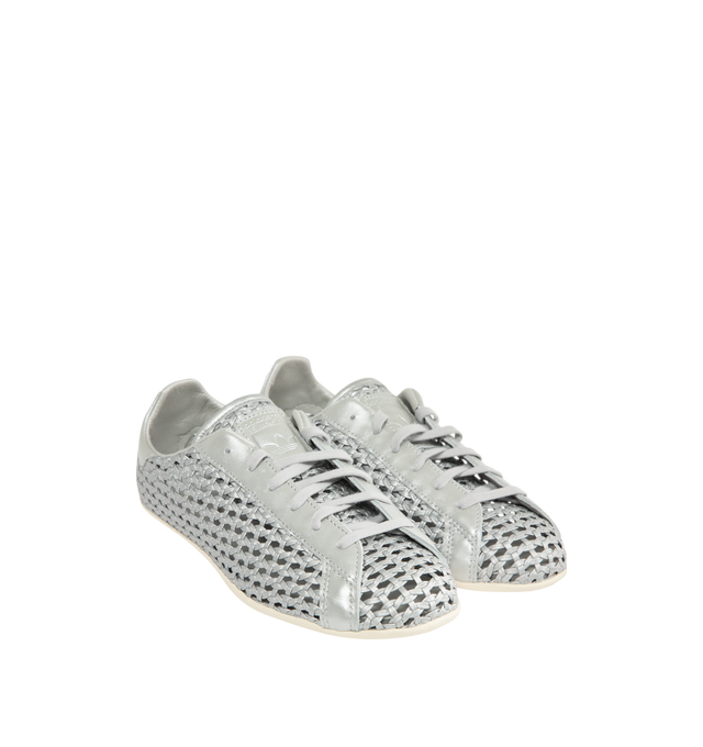 Image 2 of 5 - SILVER - ADIDAS Stan Smith Lo Pro Sneaker featuring regular fit, laces, open leather weave upper, molded sockliner and Stan Smith midsole. 