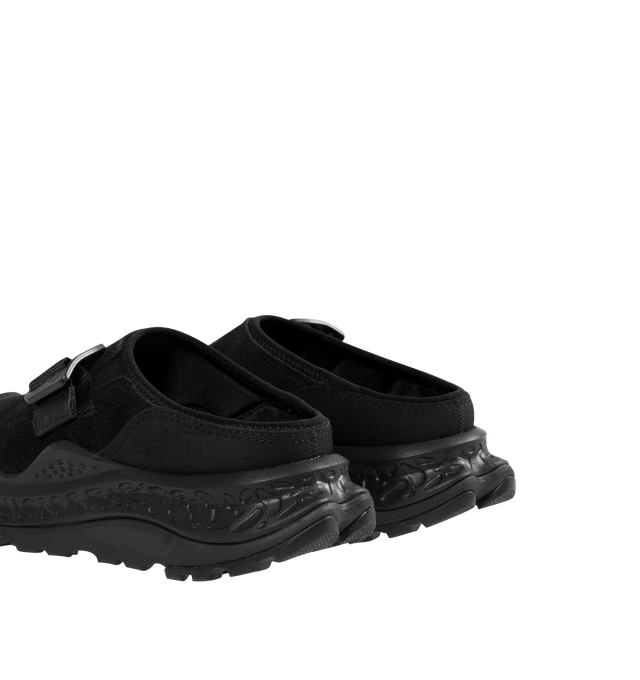 Image 3 of 5 - BLACK - HOKA Ora Primo EXT Shoe featuring a suede upper, G-hook closure that cinches down reflective webbing, scratch rubber toe and heel details, metal hardware, neoprene collar lining and dual-layer EVA midsole. 