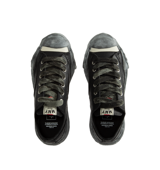 Image 5 of 5 - BLACK - Maison Mihara Yasuhiro Hank OG Sole Waxed Low-Top Sneakers are crafted from wax-treated polyurethane and feature the brand's signature sculpted OG sole, originally molded from clay by the designer. Designed with the HANK silhouette, this low-top sneaker combines a distinctive waxed finish that creates unique shine and texture with the label's signature handcrafted sole construction. Main Material: Polyurethane Upper. Sole: Rubber. 