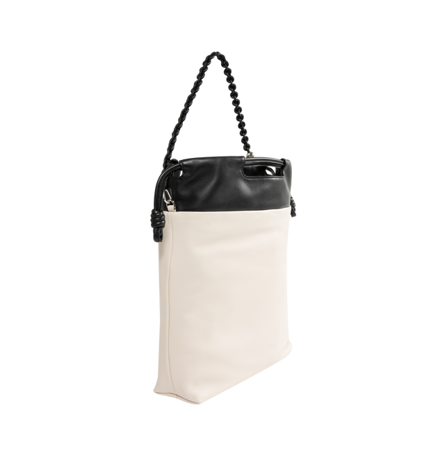 Image 2 of 4 - WHITE - LOEWE Flamenco Purse Tote in mellow nappa lambskin featuring shoulder, crossbody or hand carry, top handles, detachable and adjustable leather strap, detachable donut chain with an Anagram Pebble, magnetic closure, suede lining and embossed LOEWE logo. 38 cm x 29 cm x 9 cm. Made in Spain. 