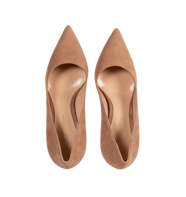 Image 4 of 4 - BROWN - GIANVITO ROSSI Gianvito 85mm Pumps featuring suede upper, point toe, slip-on style, leather lining and leather sole. Made in Italy. 