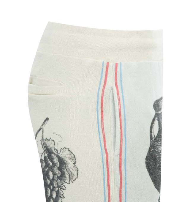 Image 3 of 3 - WHITE - UNTITLED ARTWORKS Sweat Reversed Double featuring elastic waist and hem, side slit pockets, back pockets and graphic throughout. 98% cotton, 2% polyurethane. 