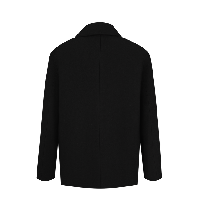 Image 2 of 3 - BLACK - Toteme Men's Trench Coat is crafted in wool featuring a double breasted button closure, two welt side pockets. Materials: 100% RWS Wool; Lining: 100% Viscose. 
