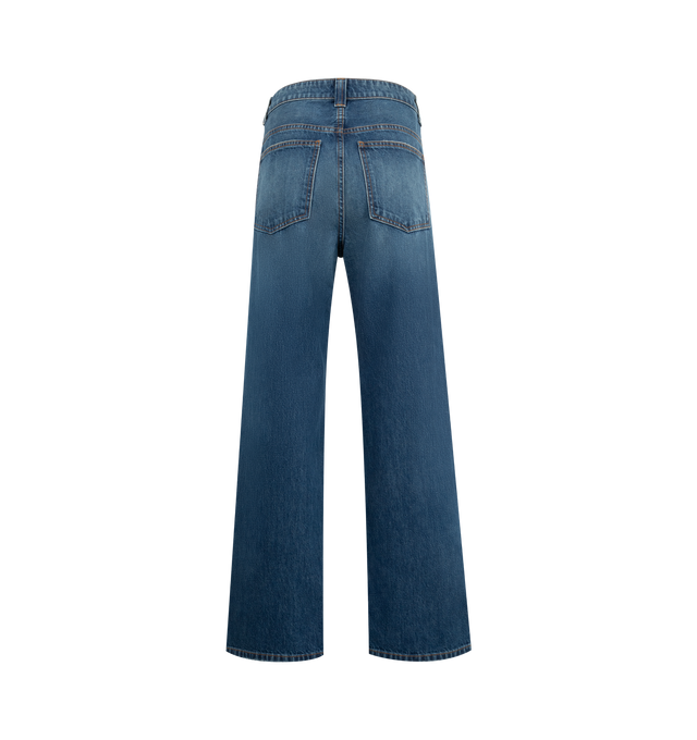 Image 2 of 3 - BLUE - KHAITE Winslow Jean featuring an oversized fit, wide-leg, button-fly, classic five-pocket denim detailing and a dropped rise. 100% cotton. 