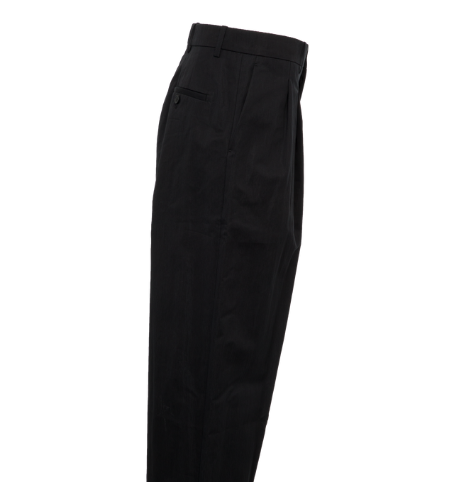 Image 3 of 4 - BLACK - WARDROBE.NYC Drill Chino is designed with front pleats and straight leg for everyday wear. Design details include side seam pockets and a covered fly with button closures. Outer: 78% Cotton 22% Polyamide, Pocket Lining: 100% Cotton.Made in Slovakia 