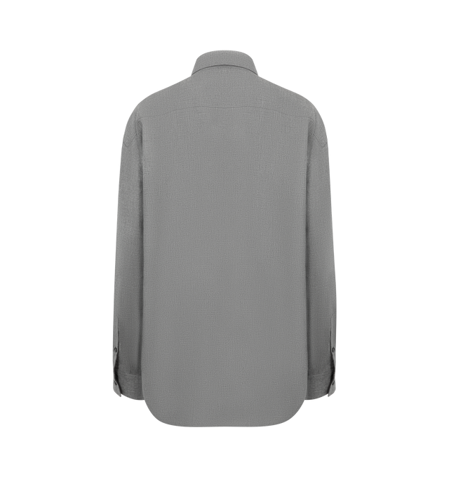 Image 2 of 2 - GREY - TOTEME Classic Fluid Shirt featuring a longline, oversized silhouette with dropped shoulders and a buttoned placket and cuffs. 90% viscose, 10% wool. 
