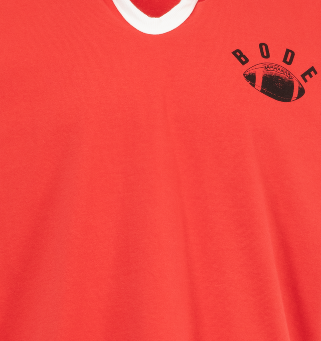 Image 3 of 3 - RED - BODE Worcester Polo featuring printed logo and an image of a football on chest, contrast collar and short sleeves. 100% cotton. Made in Portugal. 