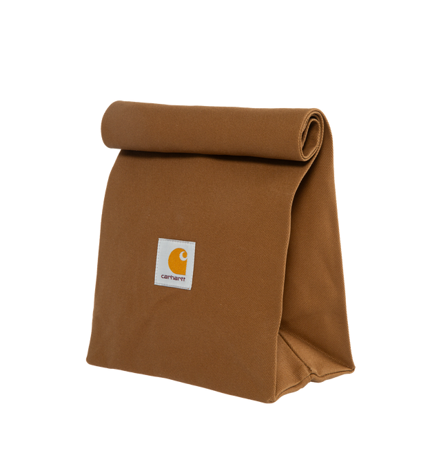 Image 2 of 6 - BROWN - CARHARTT WIP Lunch Bag featuring dry wax coating, food safe, snap button closure and square label. 14.5 x 7.9 x 4.7 inch. 100% cotton. 