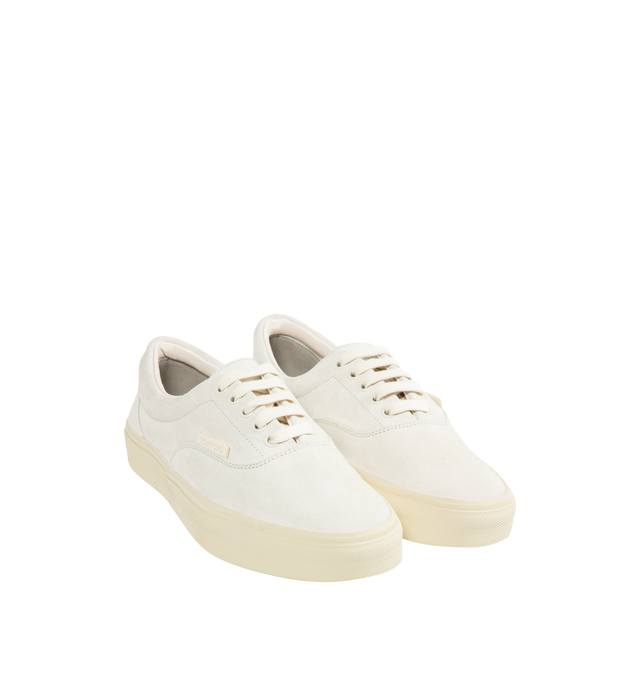 Image 2 of 5 - WHITE - TOM FORD Jude Suede Sneakers featuring round toe, lace up, suede side panels and padded collar.  