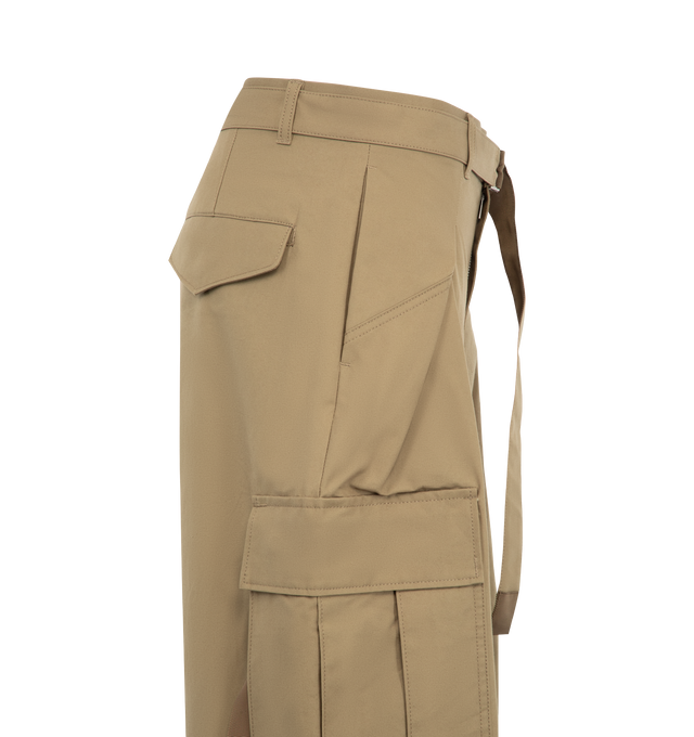 Image 3 of 3 - NEUTRAL - Sacai Womens Cotton Weather Pants are crafted from premium cotton. Features a relaxed silhouette with an elastic waistband, side pockets, and a clean utility-inspired design. Main Material: 100% Cotton. Made in Japan. 