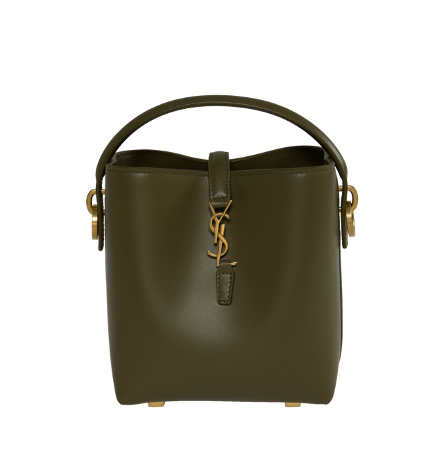 Image 1 of 3 - BROWN - SAINT LAURENT Le 37 Mini Bag in Shiny Leather featuring metal cassandre hook closure, four metal feet, one main compartment and suede lining. 5.9 X 5.1 X 2.4 inches. 90% calfskin leather, 10% metal. 