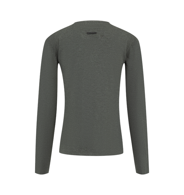 Image 2 of 2 - GREY - Fear of God Essentials Womens Slim Long Sleeve Top is crafted from a soft knit. Features a classic slim contoured fit, ribbed crew neckline, long sleeves, and an Essentials signature label at the back collar. Main Material: 88% Polyester, 12% Nylon.  