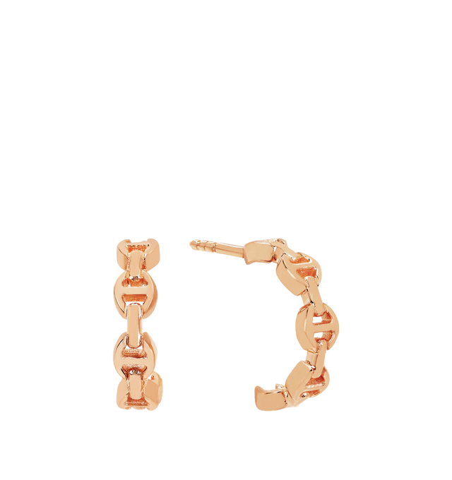Image 2 of 2 - PINK - HOORSENBUHS Crescent Earring featuring a crescent shaped semi-circle earring with iconic anchor chain links. 18k rose gold. Hirshleifers offers a range of initial pieces from this collection in-store. For personal consultation and detailed information about jewelry, please contact our dedicated stylist team at personalshopping@hirshleifers.com.  