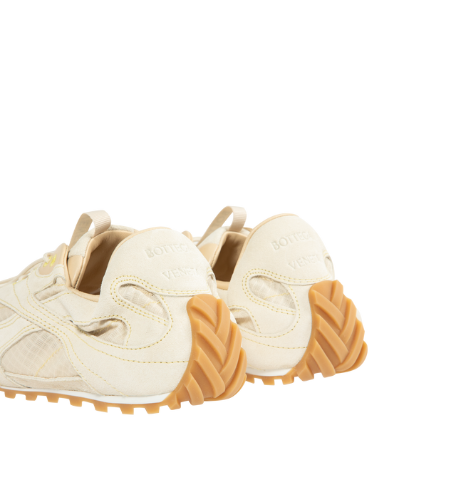 Image 3 of 5 - WHITE - BOTTEGA VENETA Orbit Flash Sneaker featuring suede and nylon sneaker with leather trims, drawstring closure and an elasticated back. Calfskin, polyester. Lining: lambskin. 