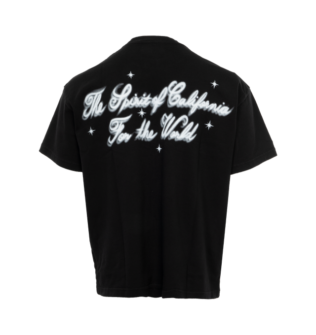 Image 2 of 4 - BLACK - AMIRI Airbrush Cherub Tee featuring logo graphic print at the chest, print to the rear, crew neck, short sleeves and straight hem. 100% cotton.  