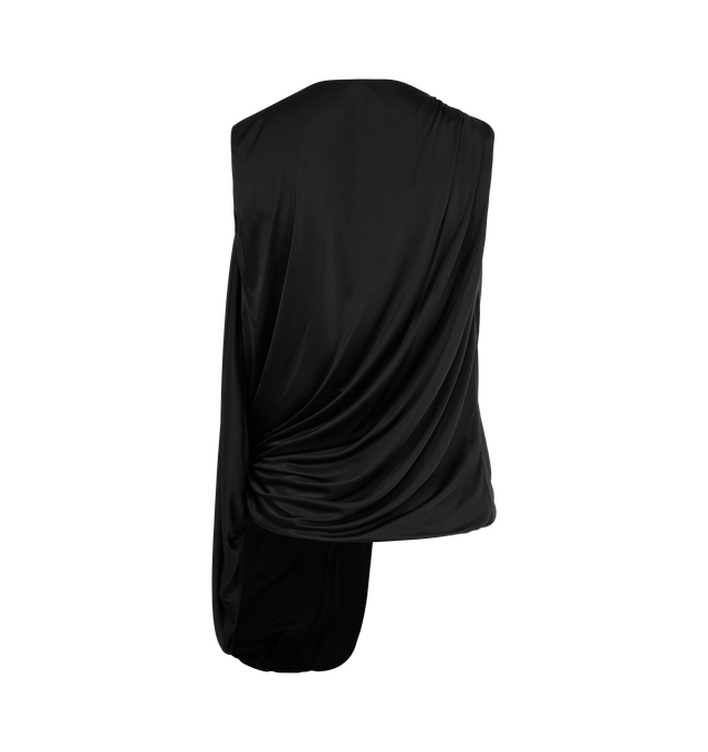 Image 2 of 2 - BLACK - LOEWE Draped Top in lightweight fluid viscose jersey featuring an asymmetric silhouette, a draped construction with a D-ring on the shoulder, regular fit, regular length and V-neck. Viscose. Made in Spain. 