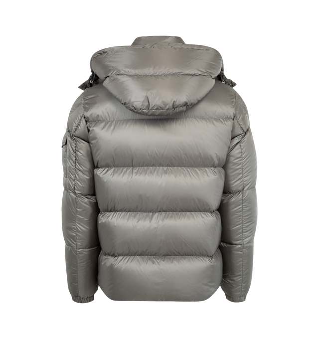 Image 2 of 4 - GREY - MONCLER Couyere Hooded Short Down Jacket featuring micro ripstop lining, down-filled, detachable and adjustable hood, zipper closure, zipped pockets, sleeve pocket with snap button closure, elastic cuffs and hem with drawstring fastening.  100% polyamide/nylon. Padding: 90% down, 10% feather. Made in Italy 