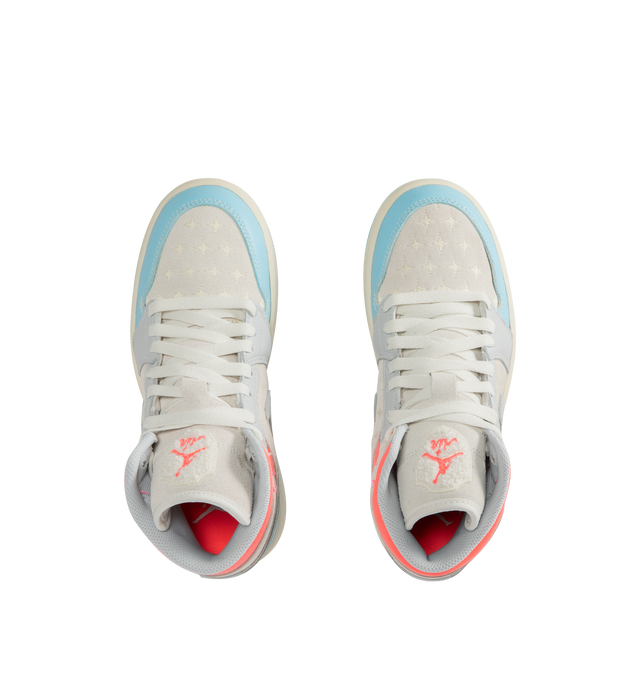 Image 5 of 5 - BLUE - JORDAN Air Jordan 1 Mid Sneaker featuring leather, synthetic leather and textile upper, foam midsole, Nike Air cushioning and rubber outsole with pivot circle. 