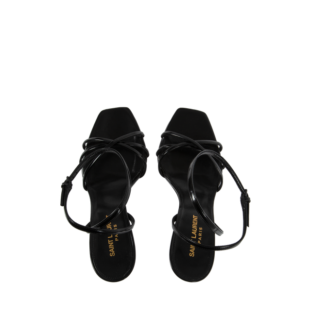 Image 4 of 4 - BLACK - SAINT LAURENT Opyum 85 Sandal featuring YSL heel, adjustable ankle strap and leather sole. 3.3 inch heel. 100% calfskin leather. Made in Italy.  