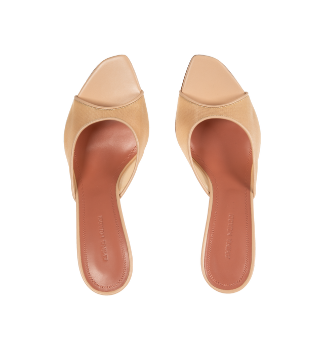 Image 4 of 4 - NEUTRAL - AMINA MUADDI Alexa slipper mule in mesh with 95mm heel. 100% mesh upper and lining, sole 70% leather / 30% rubber. Made in Italy. 