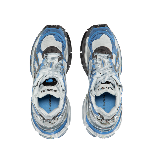 Image 5 of 5 - BLUE - BALENCIAGA Runner Sneaker featuring deconstructed look, lace-up style and removable insole. Synthetic and textile upper, textile lining, synthetic sole. 