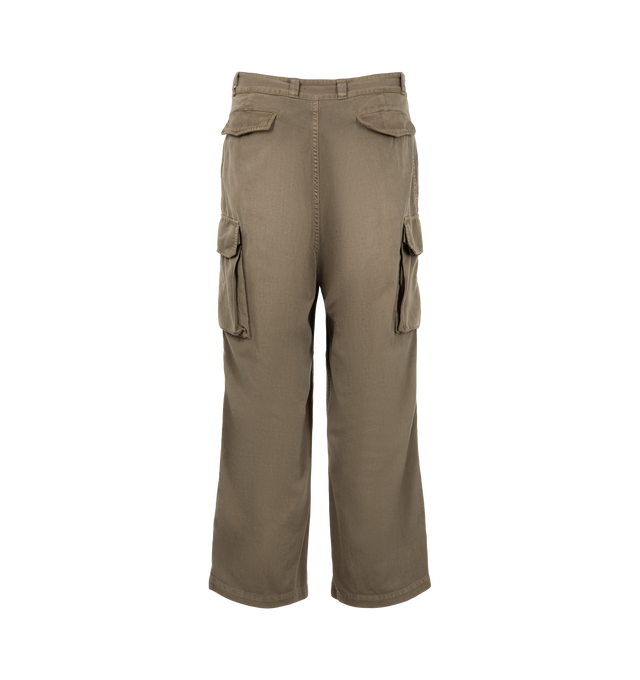 Image 2 of 3 - GREEN - A.Presse Vintage FA HBT M-47 Pants are crafted from cotton herringbone twill and feature a military-inspired six-pocket design based on classic French Army M-47 field trousers. Designed with a relaxed silhouette and utilitarian detailing, this heritage-inspired style combines durable construction with authentic vintage character. Main Material: 100% Cotton. Made in Japan. 