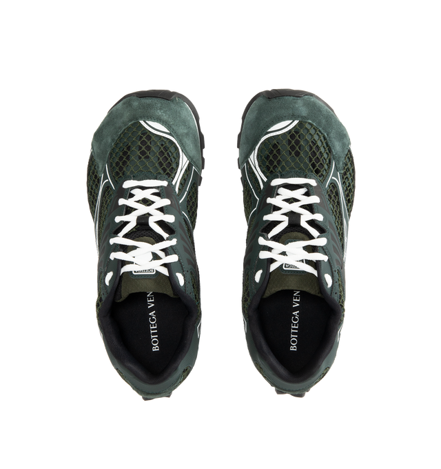Image 5 of 5 - GREEN - BOTTEGA VENETA Sneakers featuring mechanical textile upper, rubber sole, lace-up front, padded collar and tongue with Bottega Venneta logo detail at tongue. Made in Italy. 