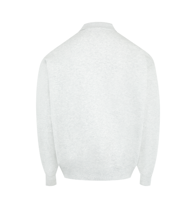 Image 2 of 2 - GREY - CARHARTT WIP Label Polo Sweatshirt featuring heavyweight cotton jersey with a brushed, fleece-like backing, flatlock stitching, a balloon fit, dropped shoulders, ribbed trims, graphic embroidery on the chest and polo collar. 100% cotton. 