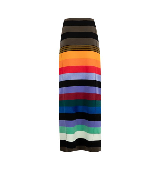 Image 2 of 2 - MULTI - CHRISTOPHER JOHN ROGERS Rainbow Striped Skirt featuring maxi length, knit, stripes throughout and elastic waist. 