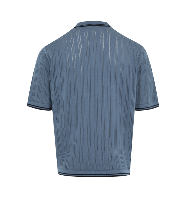 Image 2 of 2 - BLUE - CARHARTT WIP Ramsey Polo Shirt featuring partial buttons closure, chest pocket, ribbed cuffs and hemline and logoed label on the chest. 100% cotton. 