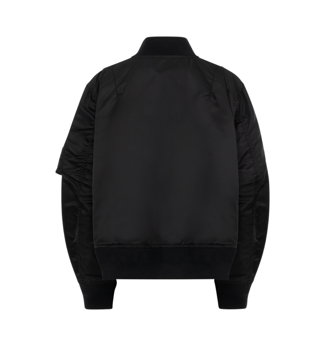 Image 2 of 3 - BLACK - Sacai Women's Nylon Twill Blouson featuring Nylon shell, ribbed collar, hem and cuffs and two-way zip fastening in front. 100% nylon with 55% Polyester / 44% Cotton / 1% Polyurethane grosgrain combo and 100% Cupro lining and 100% Polyester fill. Made in Japan. 