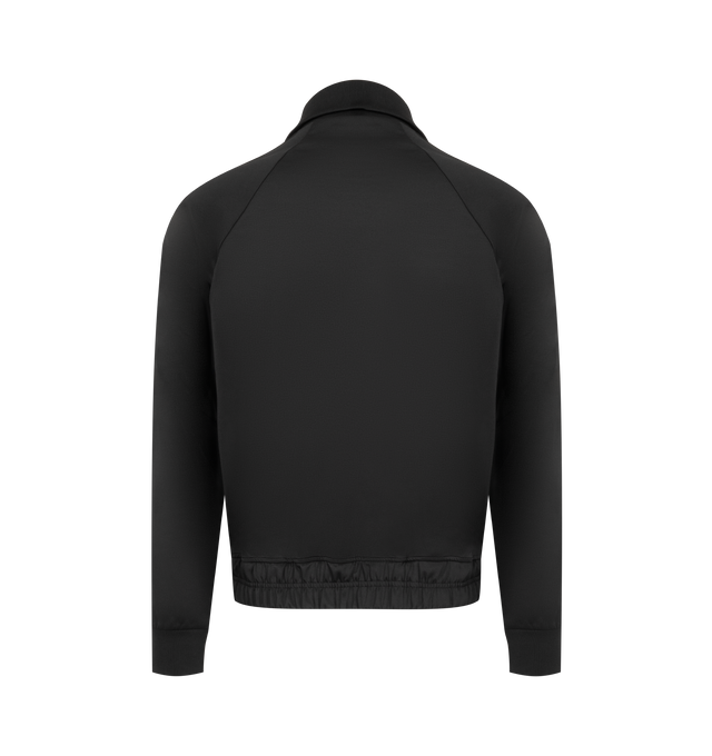 Image 2 of 3 - BLACK - Rhude Men's Madera Track Jacket is crafted from premium performance fabric and features a relaxed silhouette with a full-zip front, stand collar, side pockets, and signature Madera-inspired detailing for a refined athletic look. This designer track jacket combines vintage sportswear influences with Rhude's signature luxury streetwear aesthetic, creating a versatile layering piece for elevated everyday wear. Main Materials: 98% Polyester 2% Elastane. 