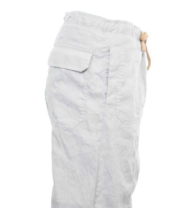 Image 3 of 4 - WHITE - BARENA VENEZIA Linen-blend trousers have a relaxed, coastal feel crafted from a linen and cotton blend, featuring a contrast drawstring fastening, close-fit waist, relaxed-fit leg, front patch pockets and rear flap pockets. 55% linen, 43% cotton, 2% elastane. Made in Italy. 