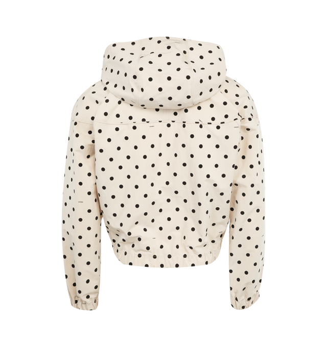 Image 2 of 2 - NEUTRAL - JACQUEMUS Polka-Dot Windbreaker Jacket featuring oversized fit, lightweight polka-dot nylon, drawstring hood with circle and square tips, long sleeves, zipper closure, chest yoke, zipped chest pockets with puller, side-seam pockets, elasticated cuffs and hem and Jacquemus Club label in the back. 68% polyamide, 32% polyester.  