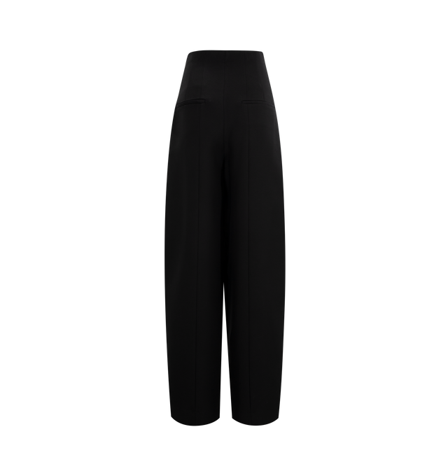 Image 2 of 3 - BLACK - Khaite High Waist Lennerd Pants have darts with rounded legs, welt pockets, and concealed side zippers. 68% cotton, 32% viscose.  