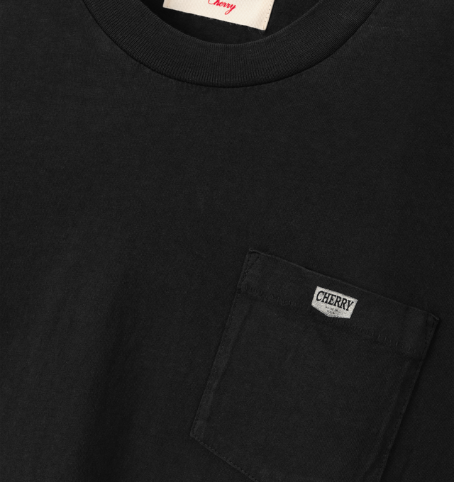 Image 3 of 6 - BLACK - Cherry LA Men's Quality Goods Classic Pocket T-Shirt is crafted from cotton and features a classic-fit silhouette with a rib-knit crew neckline and a chest pocket. Designed as an everyday essential, this versatile style is finished with signature Cherry LA branding and a soft, comfortable construction for effortless wear. Main Material: Cotton. Fit: Classic. Neckline: Crew Neck. Sleeves: Short Sleeve. Pocket: Chest Pocket. Details: Signature Cherry LA Quality Goods Branding. Made in L 